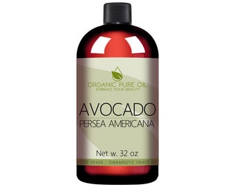 Refined Avocado Oil - 32 oz - 100% Pure, Cold Pressed, Unscented, Deodorized, Organically Sourced Cosmetic Salon Quality Wholesale Bulk