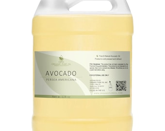 Refined Avocado Oil: Cold Pressed, Unscented, Non-GMO, Hexane-Free Cosmetic Grade (4oz - 1Gal) -Bulk