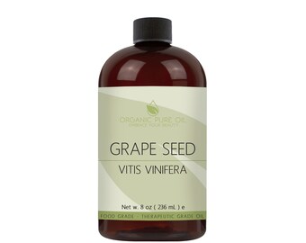 Grape Seed Oil | 100% Pure, Partially Filtered, Cold Pressed,  Organically Sourced 8 OZ Natural Moisturizer Skin Hair Nail Facial Care