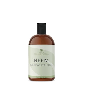 Neem Seed Oil | Pure, Unrefined, Cold Pressed, Non-GMO 8 OZ All Natural Skin Hair Nail Beard Body Facial Care