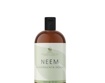 Unrefined Neem Seed Oil: Cold Pressed, Non-GMO, Natural Skin & Hair Care (8oz)