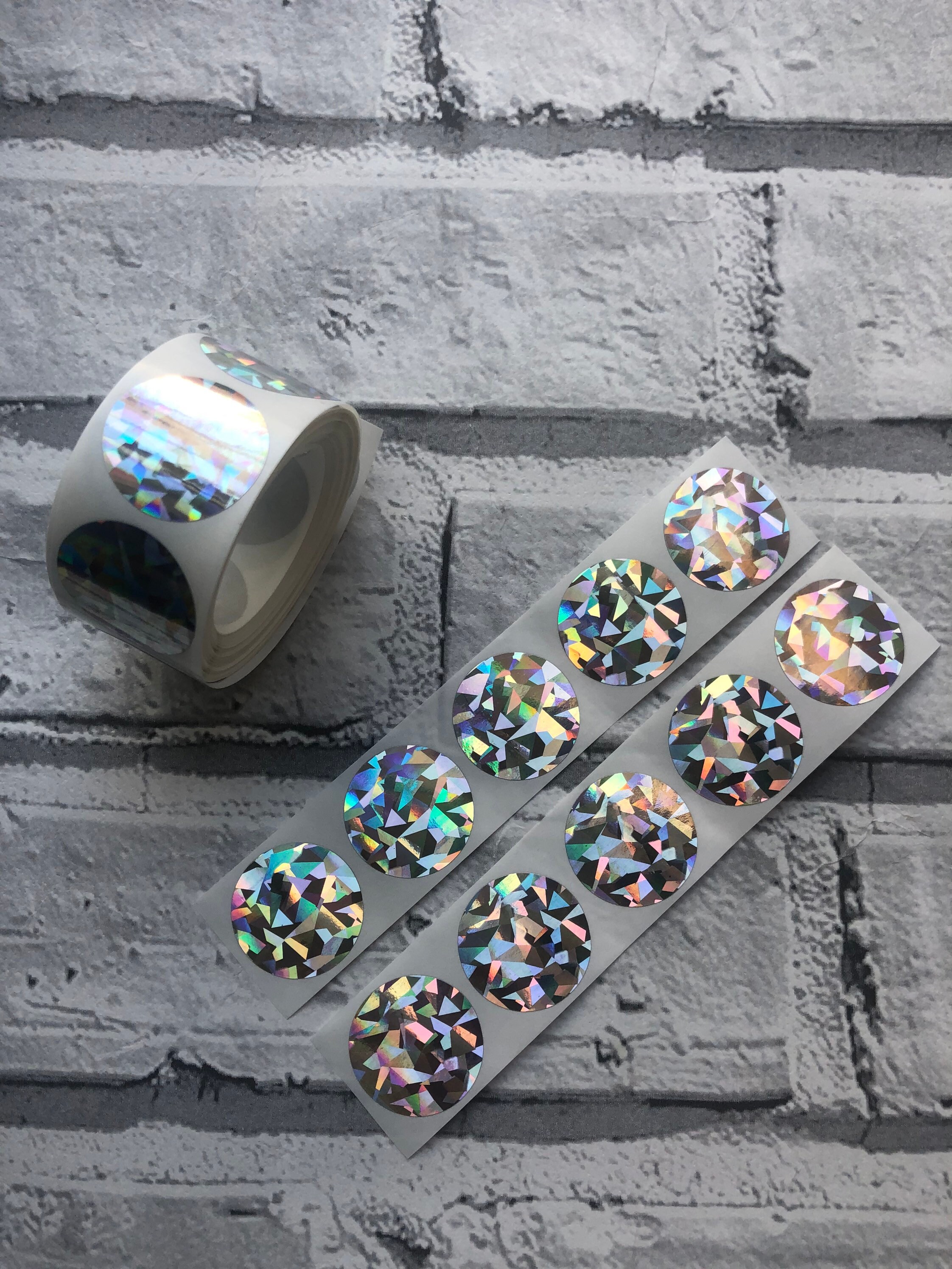 Silver Diamond Laser Holographic Scratch Off Stickers Prize Etsy