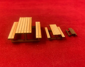 O, HO & N Scale Laser Cut Picnic Table Kit