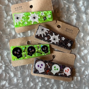 Halloween Hair Clips | Skull Hair Clips | Spider Hair Clips | Spooky Hair Clips | Womens Hair Clips | Kid Clips | Halloween Hair Accessories