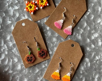 Halloween Earrings | Candy Corn Earrings | Pumpkin Earrings | Star Earrings | Beaded Earrings | Dangle Earrings | Halloween Beaded Earrings