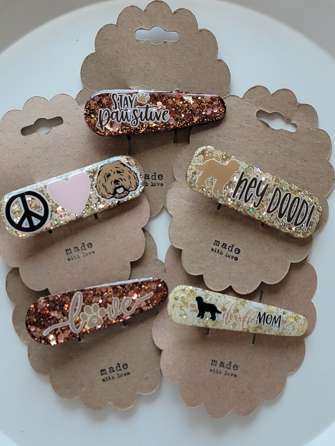 Doodle Hair Clips Dog Hair Clips Dog Resin Hair Clips Doodle Vinyl Hair