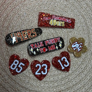 NEW 49ers Hair Clips | San Francisco Hair Clips | Talk Purdy Hair Clips | Football Hair Clips | Sports Hair Clips | Womens Hair Clips