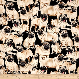 Timeless Treasure Pugs Fabric -33&quot;x44&quot; Inches