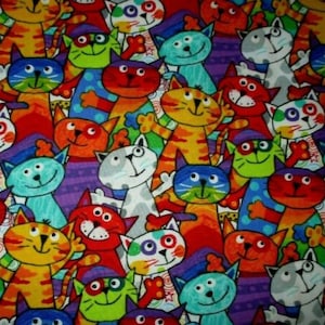 Timeless Treasure  Stacked Cats  Fabric 18"x44' Inches