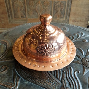 Copper Turkish Delight and Sugar Bowl,Candy Dish With Lid,Handmade Ottoman Decorative Authentic Medieval Style Wedding Gift,Centerpiece Bowl