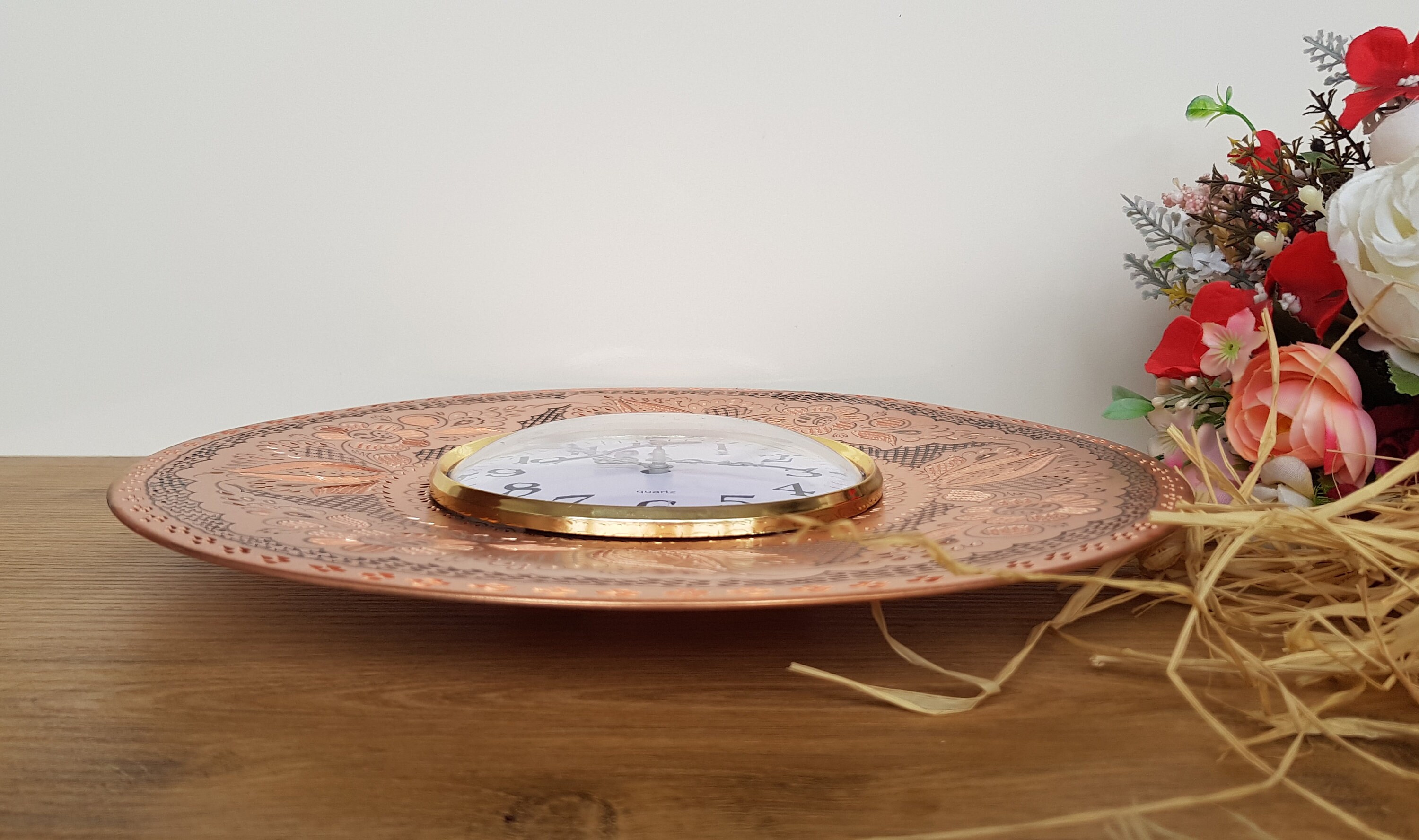 Handmade Copper Wall Clock,engraved Decorative Round Wall Clock,round ...