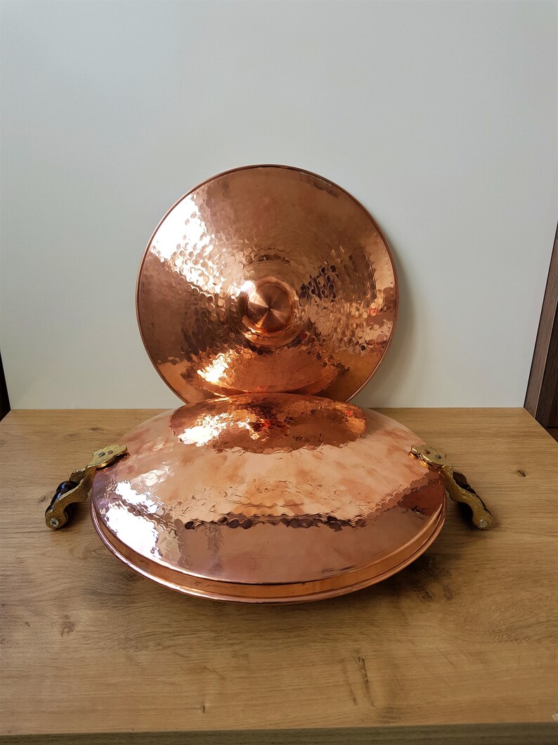 Big Copper Handmade Pan With Lidlarge Roasting Pan With Etsy Norway