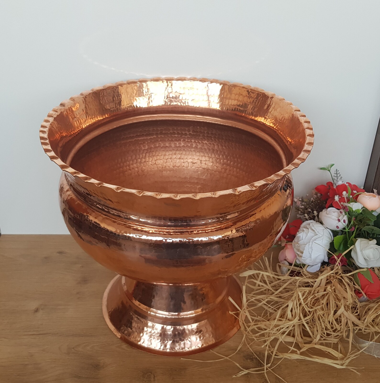 Bright Large Copper Planterbig Golden Flower Potcopper Large Etsy