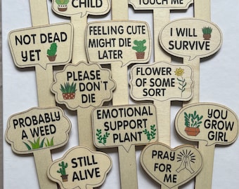 Plant Markers | Funny Plant | Crazy Plant Lady | Wooden Plant Marker | Sarcastic Plant | Plant Gift | Plant Killer | Plants | Plant Gifts