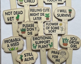 Plant Markers | Funny Plant | Crazy Plant Lady | Wooden Plant Marker | Sarcastic Plant | Plant Gift | Plant Killer | Plants | Plant Gifts l