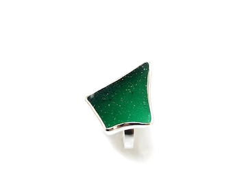 Silver handmade jewelry ring with druzy agate stone