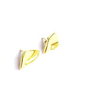 Handmade silver stud earrings gold plated for women