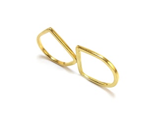 Two handmade silver rings in one gold plated for women