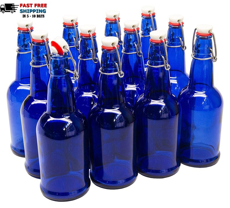 12 empty beer bottles 16oz500ml Cobalt Blue Glass Home Etsy