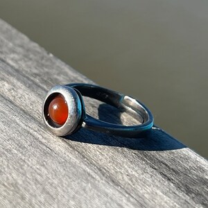 Adjustable carnelian ring, boho ring. Handmade ring, gift for her, boho jewellery, carnelian jewellery, sterling silver ring, orange ring image 8