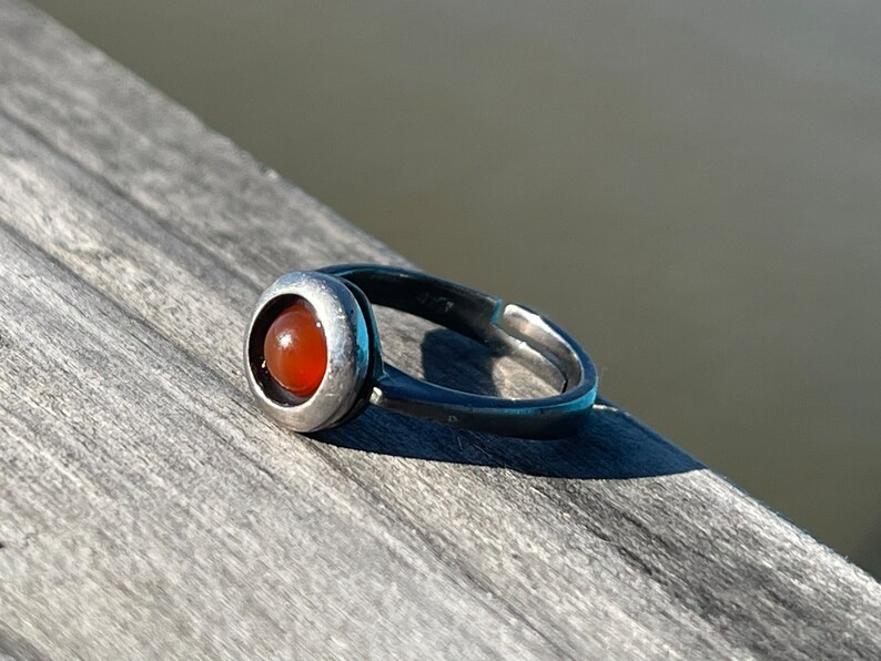 Adjustable carnelian ring, boho ring. Handmade ring, gift for her, boho jewellery, carnelian jewellery, sterling silver ring, orange ring image 8