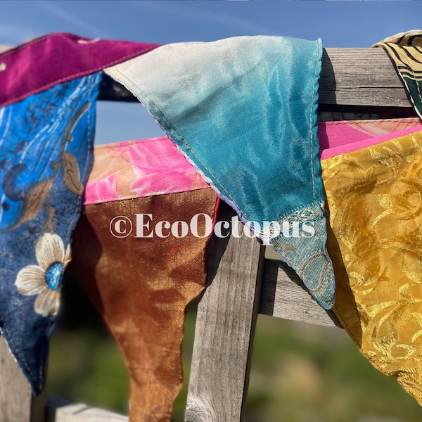 LARGE bunting. Recycled bunting, handmade bunting, eco friendly bunting, boho bunting, fair trade bunting, festival bunting, ethical home