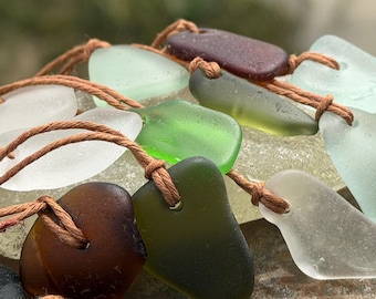 Unisex Cornish sea glass necklace, surf necklace, hippy necklace, gift for him, gift for her, recycled necklace, eco friendly necklace, boho