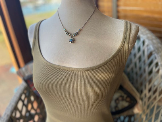Cut glass vintage aurora borealis necklace, vinta… - image 3