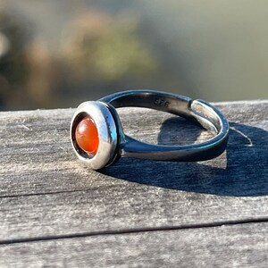 Adjustable carnelian ring, boho ring. Handmade ring, gift for her, boho jewellery, carnelian jewellery, sterling silver ring, orange ring image 10