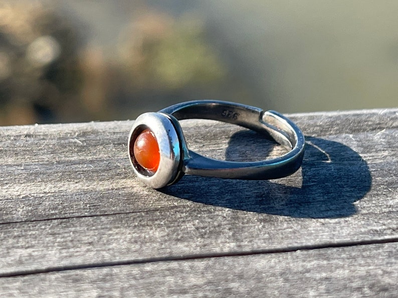 Adjustable carnelian ring, boho ring. Handmade ring, gift for her, boho jewellery, carnelian jewellery, sterling silver ring, orange ring image 10