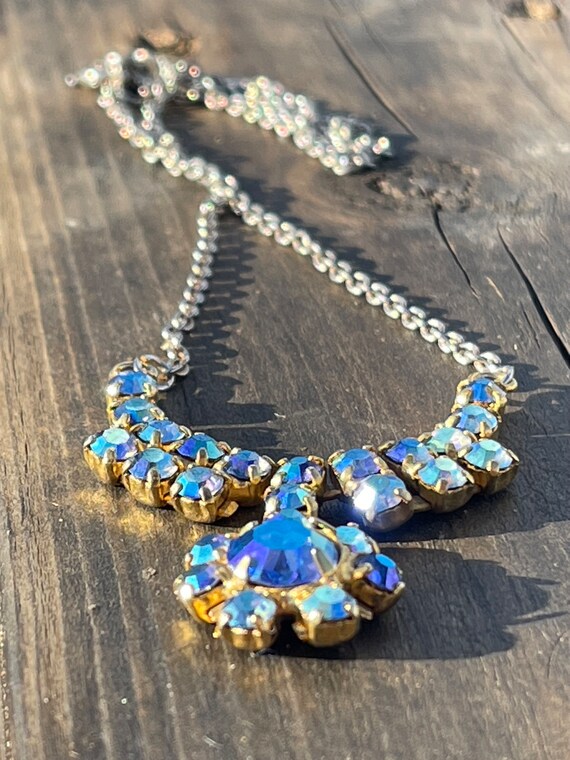 Cut glass vintage aurora borealis necklace, vinta… - image 8