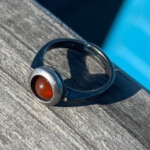 Adjustable carnelian ring, boho ring. Handmade ring, gift for her, boho jewellery, carnelian jewellery, sterling silver ring, orange ring image 5