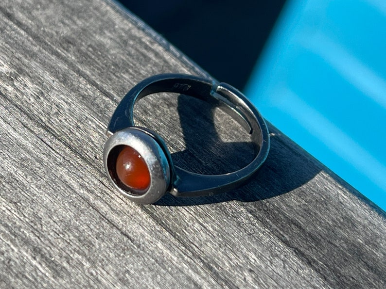 Adjustable carnelian ring, boho ring. Handmade ring, gift for her, boho jewellery, carnelian jewellery, sterling silver ring, orange ring image 5