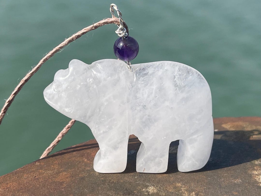 VENTE - Collier ours polaire en quartz. Collier arctique