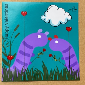 Love Bugs Valentinstagskarte, romantische Karte, Recycling Karte, Eco Freundlichkeit Geschenk für ihn, handgemachte Karte