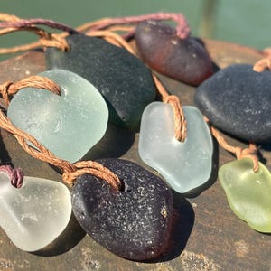 Ethically sourced sea glass pendant. Recycled necklace, unique boho gift for her, ethical jewellery, unique earthy jewelry handmade necklace image 1