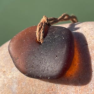 Ethically sourced sea glass pendant. Recycled necklace, unique boho gift for her, ethical jewellery, unique earthy jewelry handmade necklace 1