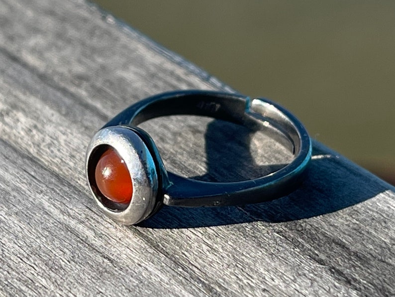 Adjustable carnelian ring, boho ring. Handmade ring, gift for her, boho jewellery, carnelian jewellery, sterling silver ring, orange ring image 2