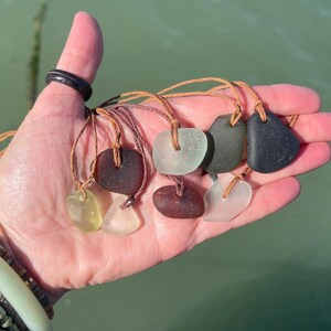 Ethically sourced sea glass pendant. Recycled necklace, unique boho gift for her, ethical jewellery, unique earthy jewelry handmade necklace image 10