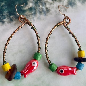 Umweltfreundliche Ohrringe, einzigartiger Schmuck, Boho Geschenk für sie, Geschenk für Eco Krieger, handgemachte Ohrringe, einzigartige Ohrringe