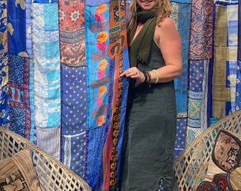 Handmade blue curtains, Recycled Vintage Curtains, Boho Style, Ethical Furnishings, Romantic Gift, Unique Home decor, eco friendly curtains