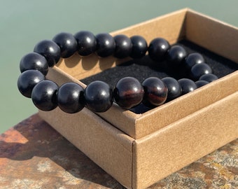 Tiger ebony bracelet, bracelet for a man, mans bracelet, handmade bracelet, wood bracelet, black bracelet,  tiger ebony wood. Boho bracelet