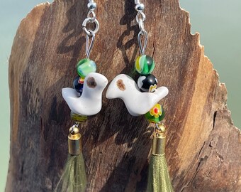 Bird earrings, unique earrings, ethical jewellery, unusual boho jewellery, handmade earrings, boho earrings, handmade jewellery, boho gifts