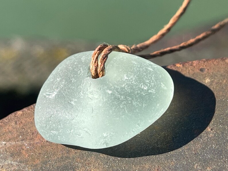 Ethically sourced sea glass pendant. Recycled necklace, unique boho gift for her, ethical jewellery, unique earthy jewelry handmade necklace 2