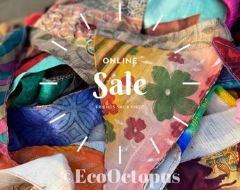 SALE pieces of recycled bunting made from sari off cuts.