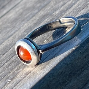 Adjustable carnelian ring, boho ring. Handmade ring, gift for her, boho jewellery, carnelian jewellery, sterling silver ring, orange ring image 9