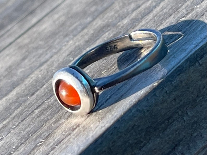 Adjustable carnelian ring, boho ring. Handmade ring, gift for her, boho jewellery, carnelian jewellery, sterling silver ring, orange ring image 9