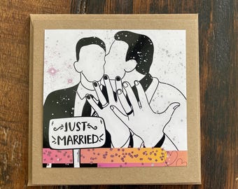 Tarjeta de boda gay, tarjeta de recién casados gay, para él y para ella, tarjeta de Sr. y Sr., tarjeta de boda LGBTQ, tarjeta de boda gay, tarjeta de boda entre personas del mismo sexo, tarjeta LGBT