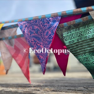 Recycled bunting, festive bunting. Unusual bunting, handmade bunting, eco friendly bunting, festival bunting, fair trade bunting image 5