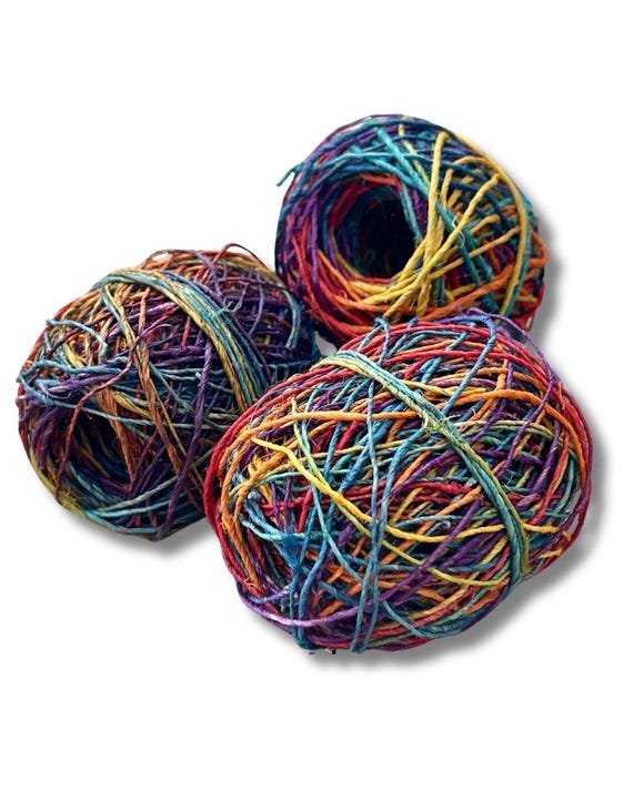 3 Roles of Eco Friendly Rainbow Hemp. Hemp string. Hemp cord. Strong. Eco friendly stationary. Colourful hemp cord for crafts and jewellery.